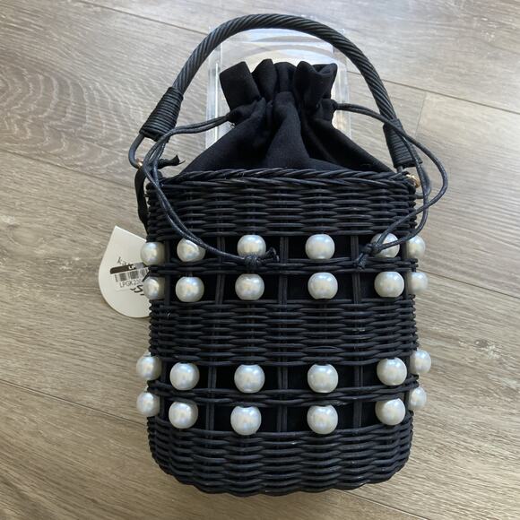 Kate Spade New York x Target Bucket Purse Black Pearl Wicker Basket - NWT - Picture 1 of 14